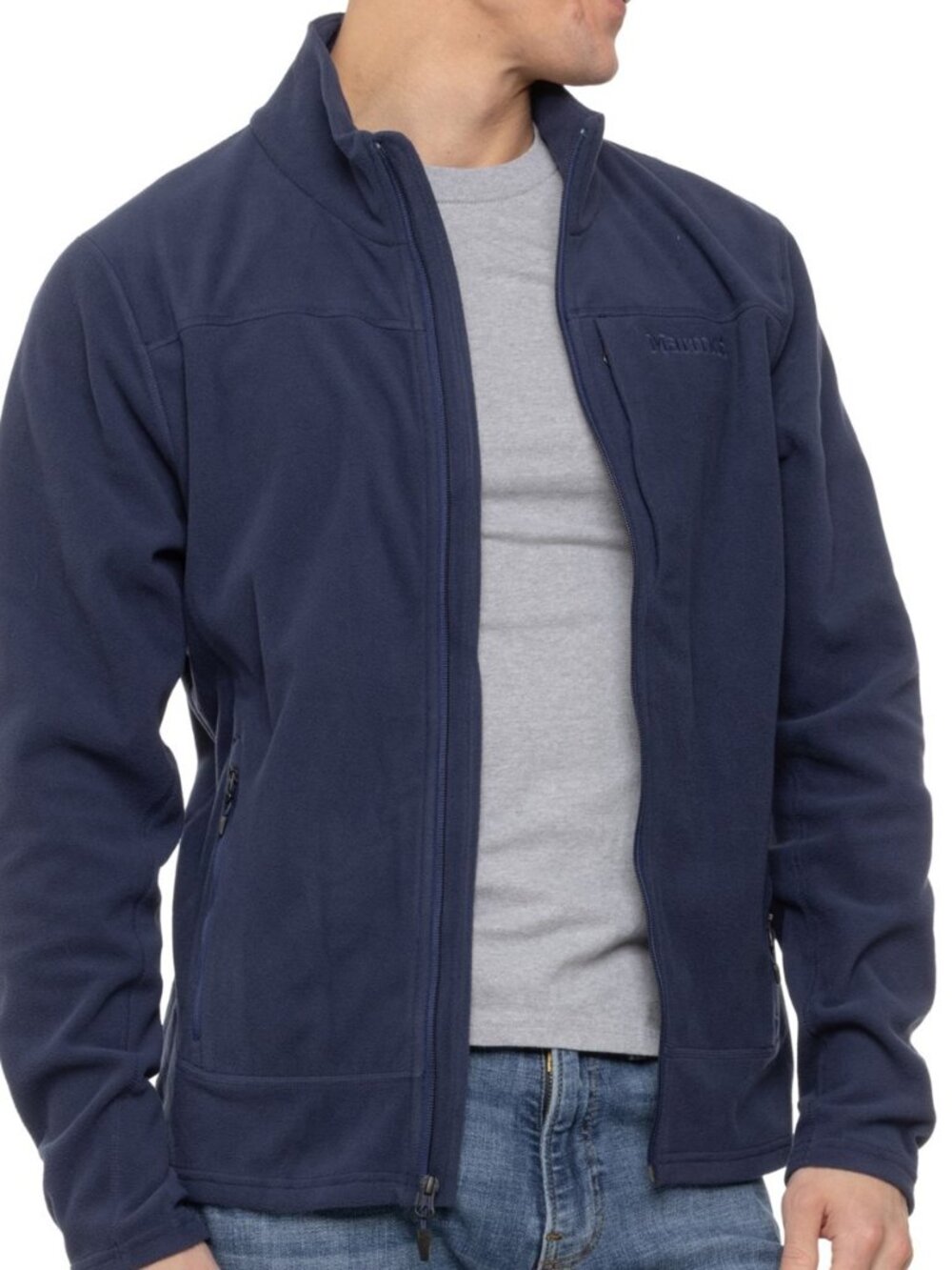 Marmot Mens Microfleece Polartec Jacket Warm Lightweight Soft Navy Blue 2XL